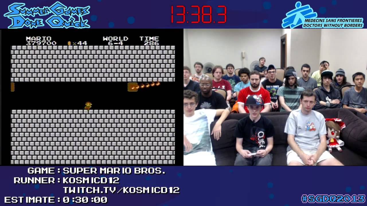 Super Mario Bros SPEED RUN in 0:19:52 (No Warps) by Kosmicd12 #SGDQ 2013 [NES]