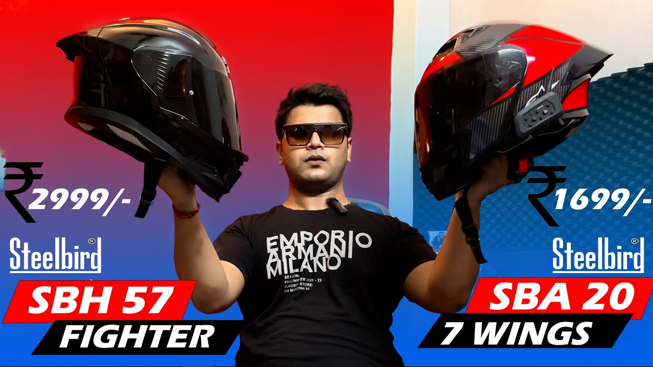 Viral Helmet Comparison😍Steelbird SBH 57 Fighter vs Steelbird SBA 20 7 Wings| Best Helmet Under 3000