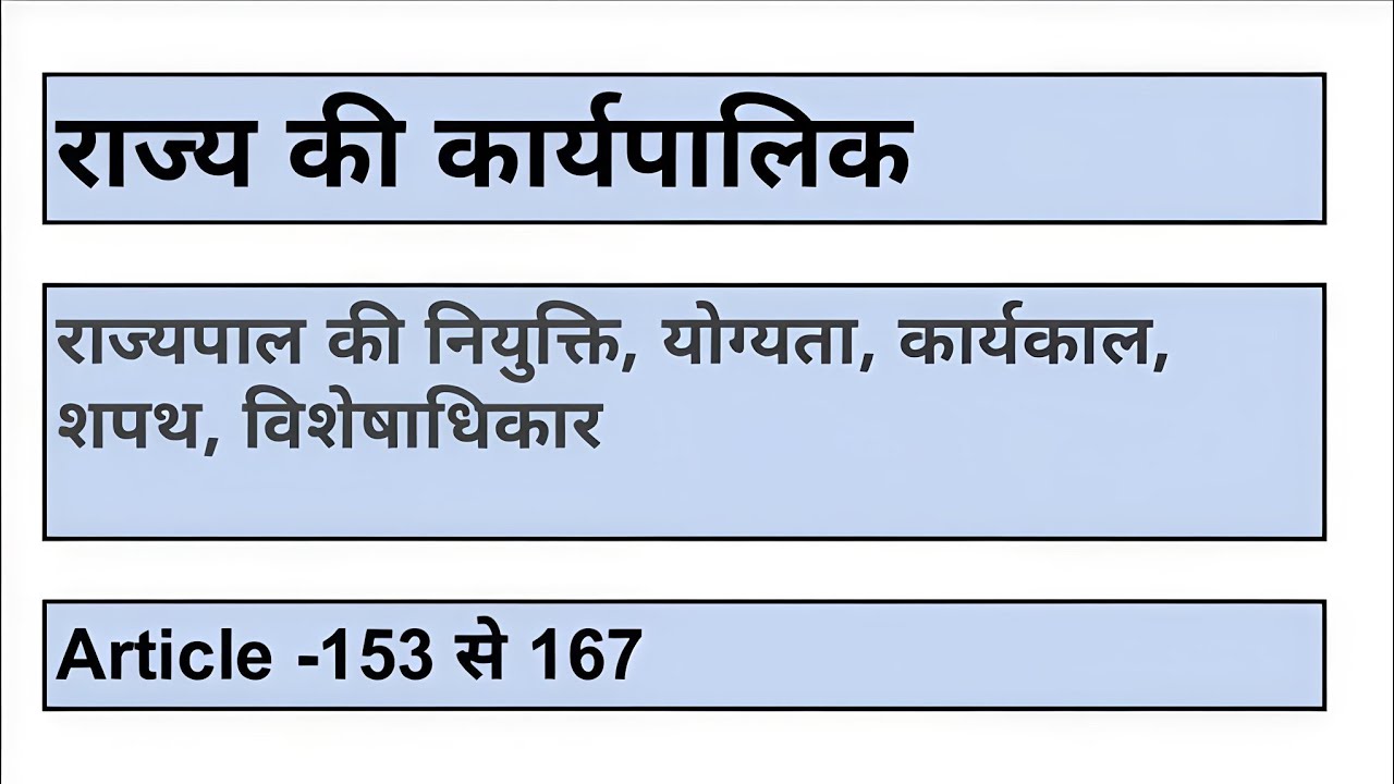 राज्यपाल। Governor । Article 153