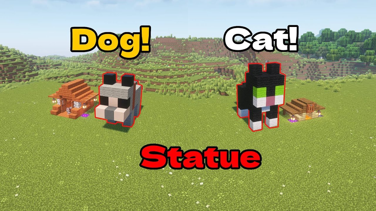 minecraft: how to build dog and cat statue in minecraft!!! (tutorial)#minecraft