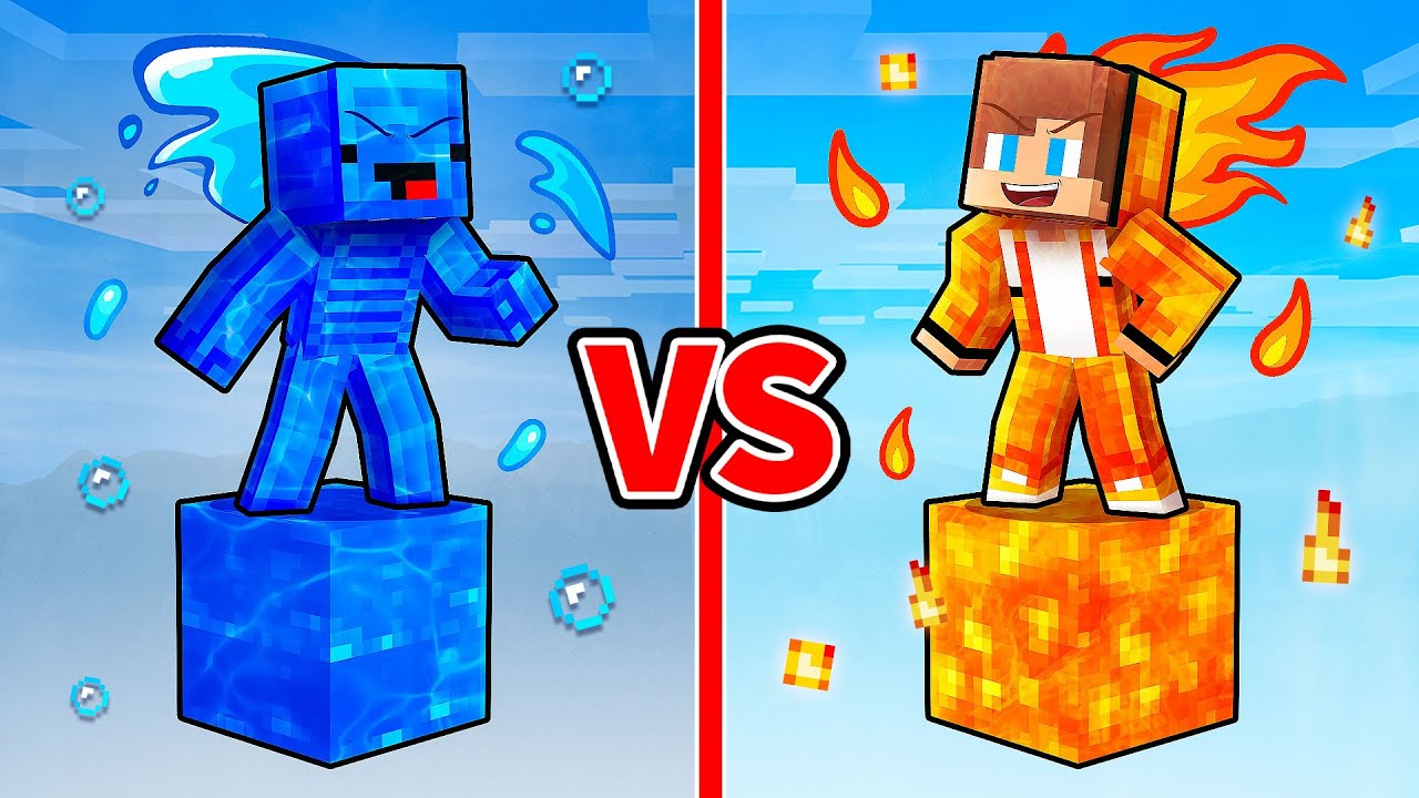 JJ and Mikey: ELEMENTAL One Block Battle in Minecraft - Maizen