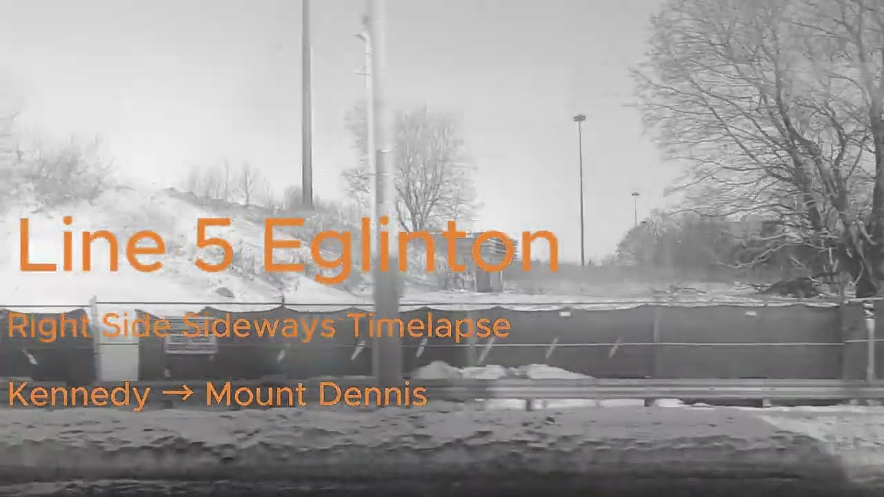 [Toronto] TTC Eglinton Crosstown LRT Right Side Sideways Timelapse with bus connection info [4K]