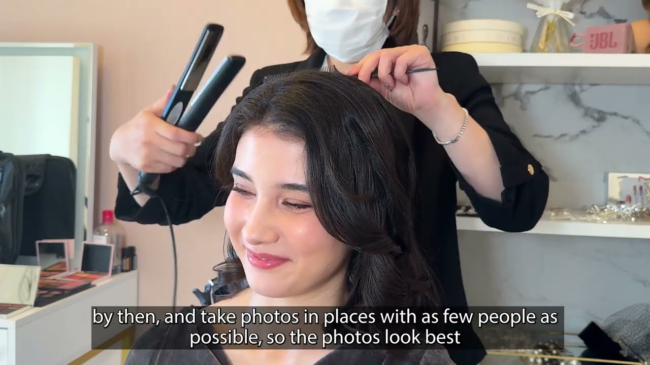 VERY DETAILED CLOSE-UP ASMR (WEDDING HAIR STYLE) pretend wedding look...