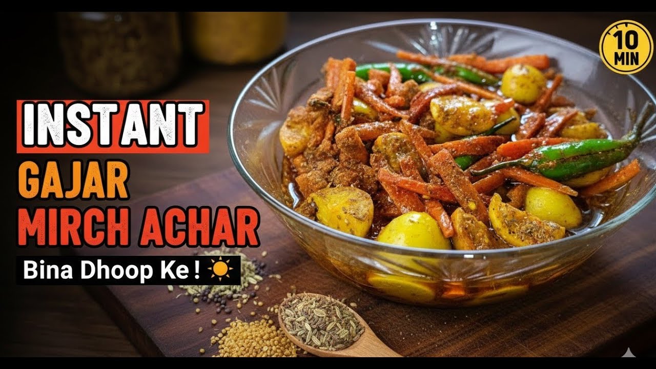 Bina Dhoop Ke! Gajar Mirch Nimbu ka Achar Recipe | Instant Mix Veg Pickle 🥕🌶️