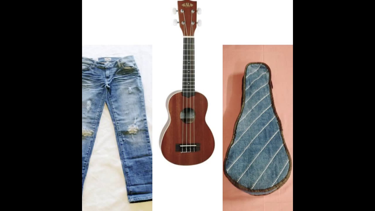 DIY Waterproof Ukulele/Guitar Case Recycle jeans👖Idea Designer Case Cutting/Stitching tutorial