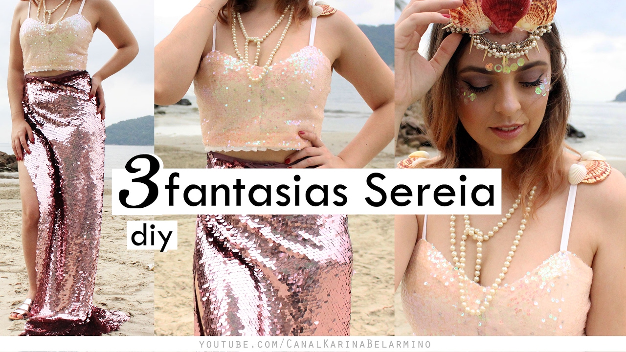 DIY 3 Fantasias de Sereia em 10min | Karina Belarmino