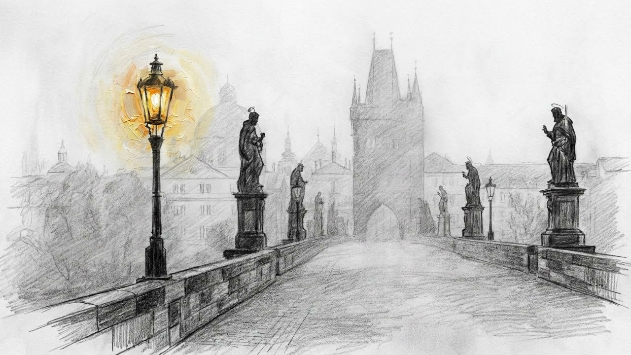 Prague Pencil Sketches: 4K Frame TV Art | Cinematic Classical Ambient Piano