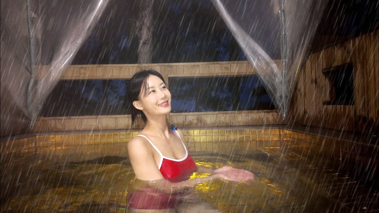 낭만 가득한, 우중 노천탕 캠핑ㅣ혼자라서 더욱 솔직해진 밤(알쓰가 취해버렸다...)