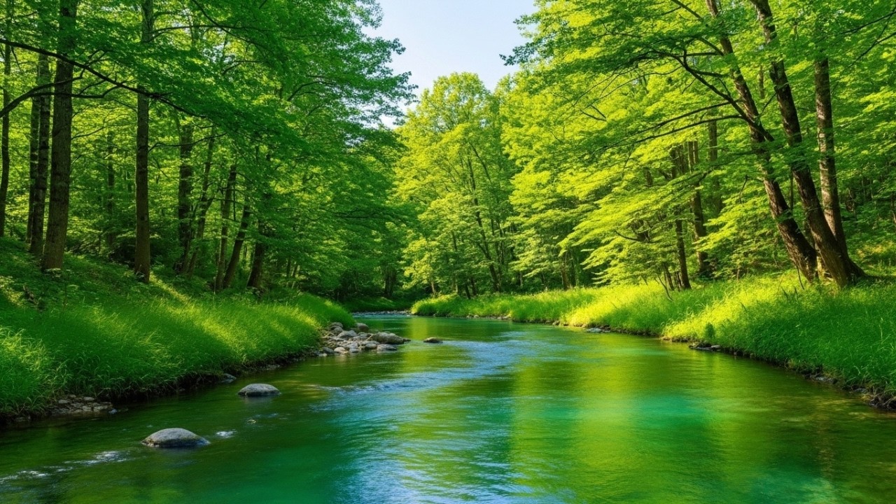 Calming Forest Ambience Birds Singing & Beautiful Stream Sounds for Peaceful Sleep, ASMR Study Focus