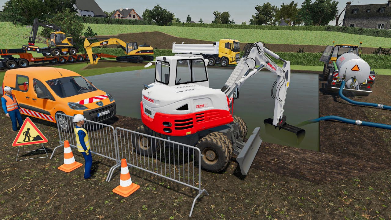 Nettoyage d'une piscine abandonn&eacute;e tr&egrave;s sale | Farming Simulator 22 travaux publics