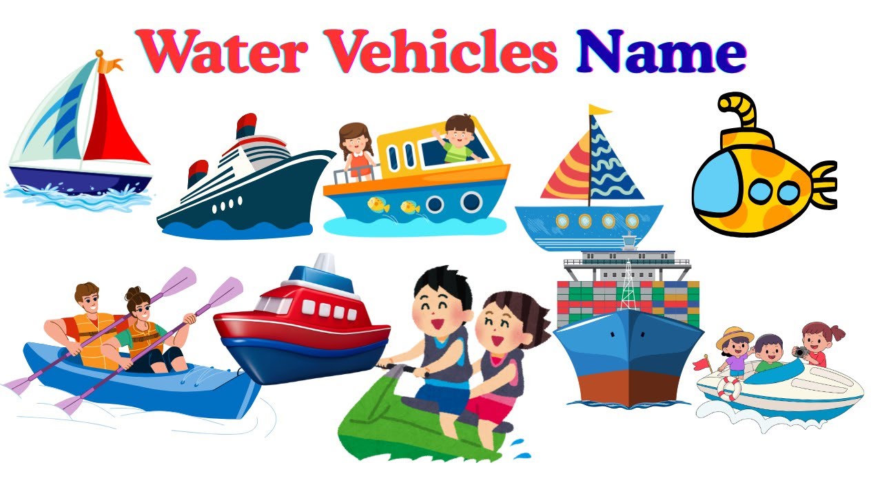 Water Vehicles Name and Sounds | Learn Water Transport | Vehicles Name | English Vocabulary Kids 🚢