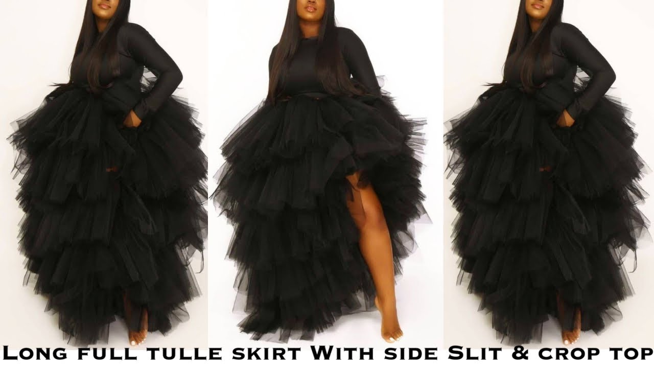 HOW TO MAKE A LAYERED TULLE SKIRT  WITH SIDE SLIT