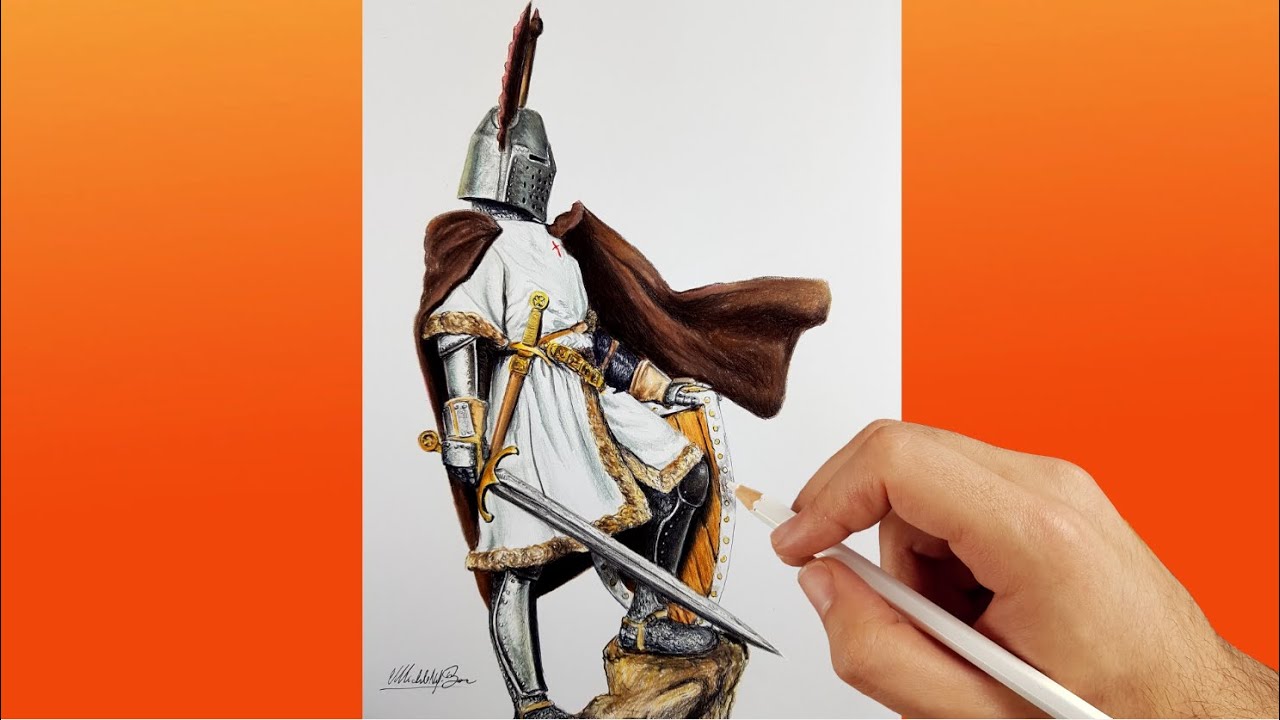 Drawing A TEUTONIC KNIGHT --Pencil Drawing Time Lapse--