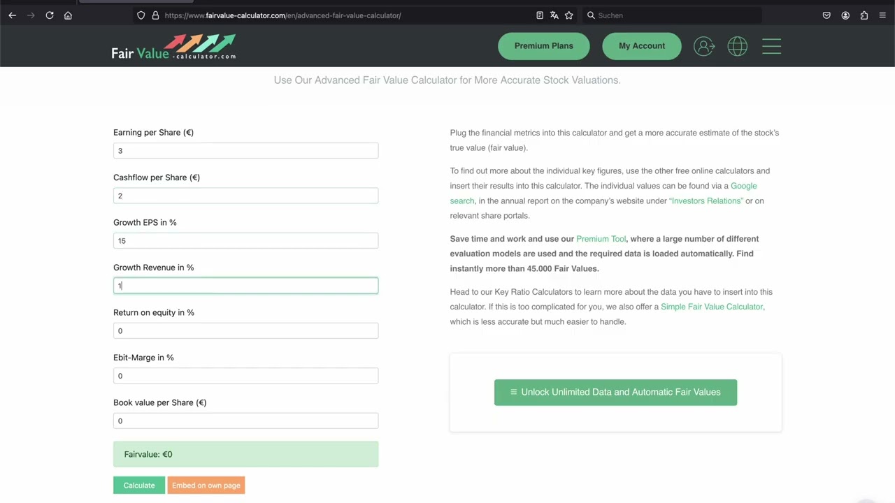 Advanced Fair Value Calculator