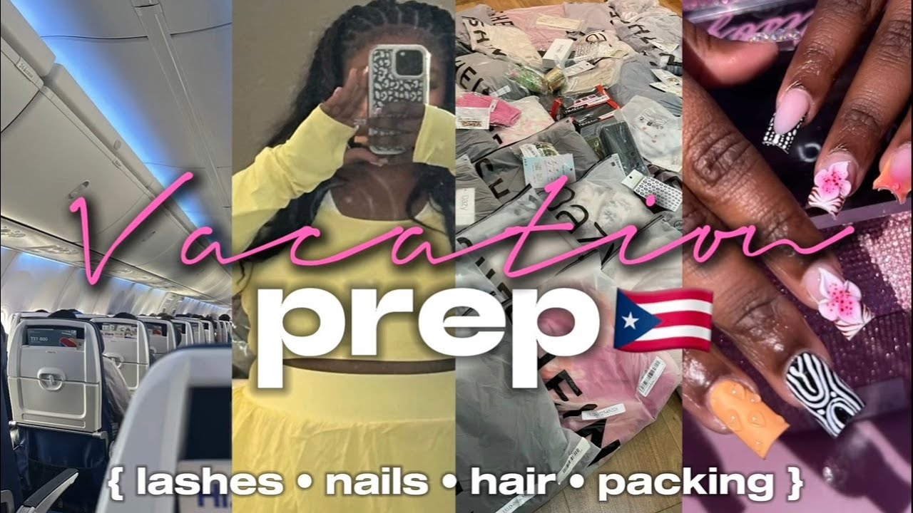 VACATION PREP VLOG 🛍️🌴| vacation must-haves, nails, lashes, hair, packing + more