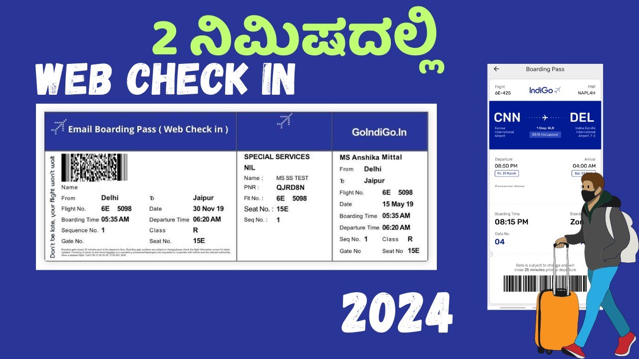 First Time Indigo Web check in 2 minutes | Kannada Beginner Web Check in  Process