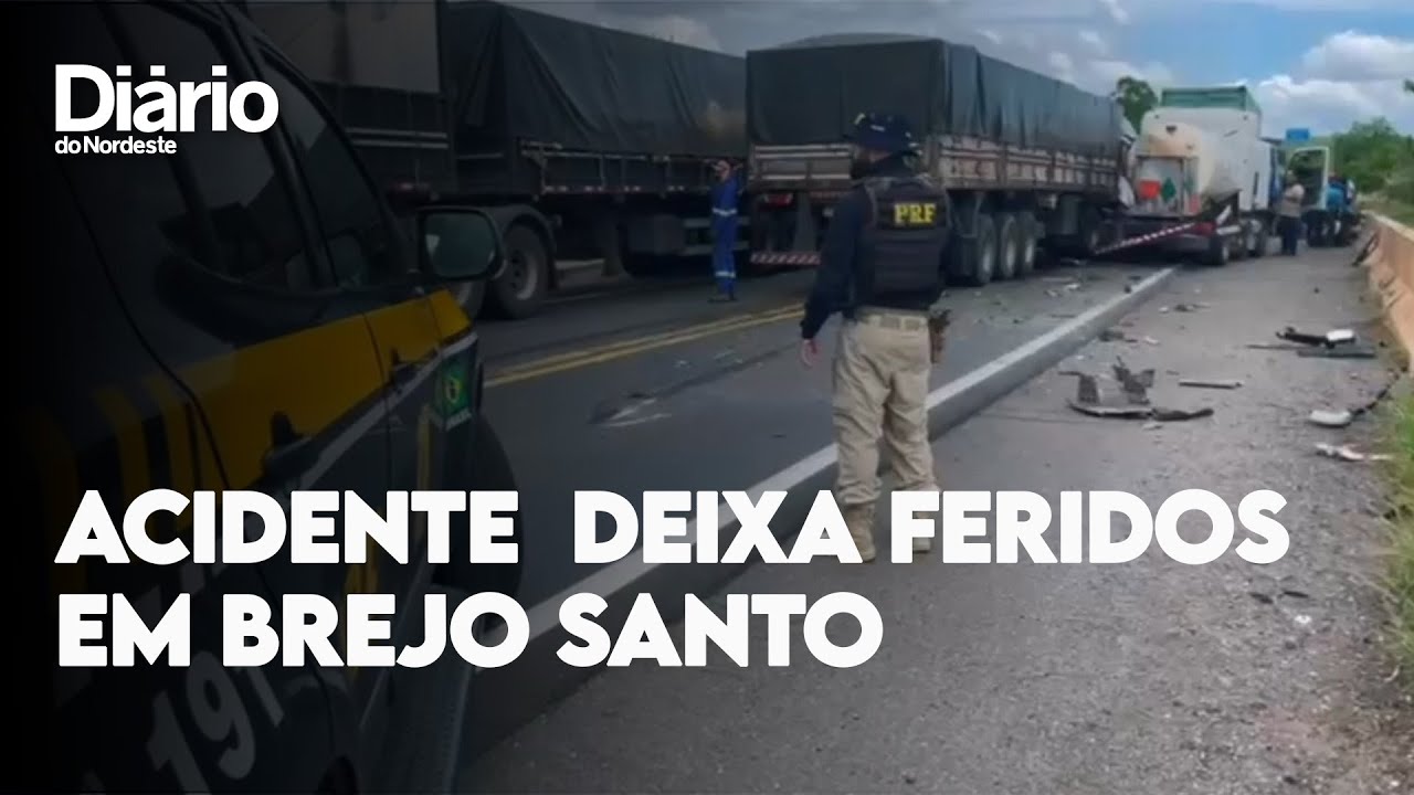 Acidente envolvendo ônibus e carretas deixa feridos na BR-116, em Brejo Santo (CE)