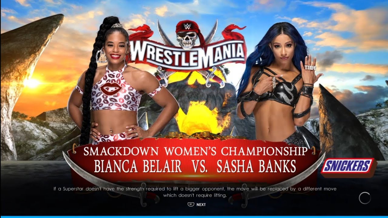 Bianca Belair vs Sacha Banks WrestleMania 37. WWE 2K22