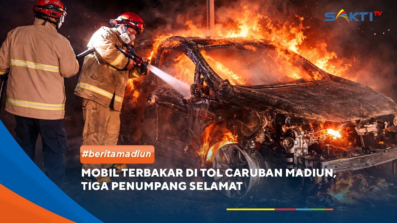MADIUN - Detik-detik Mobil Terbakar di Tol Caruban Madiun, 3 Penumpang Berhasil Selamat!
