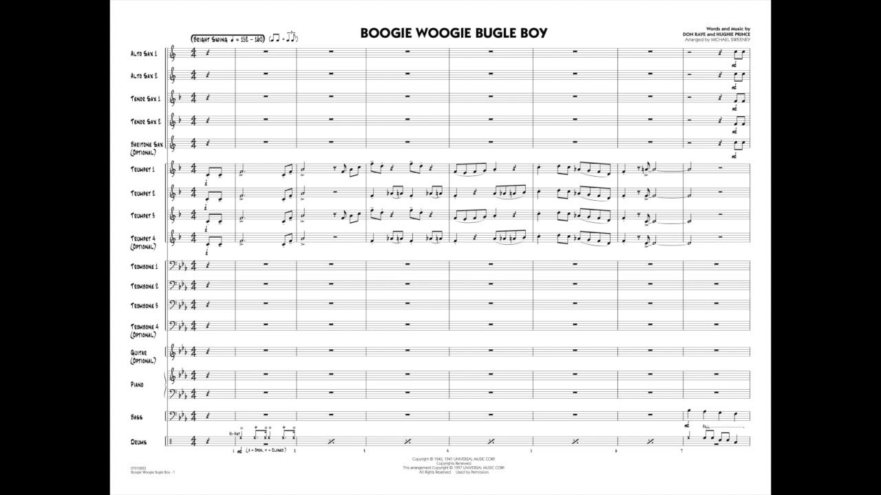Boogie Woogie Bugle Boy arranged by Michael Sweeney