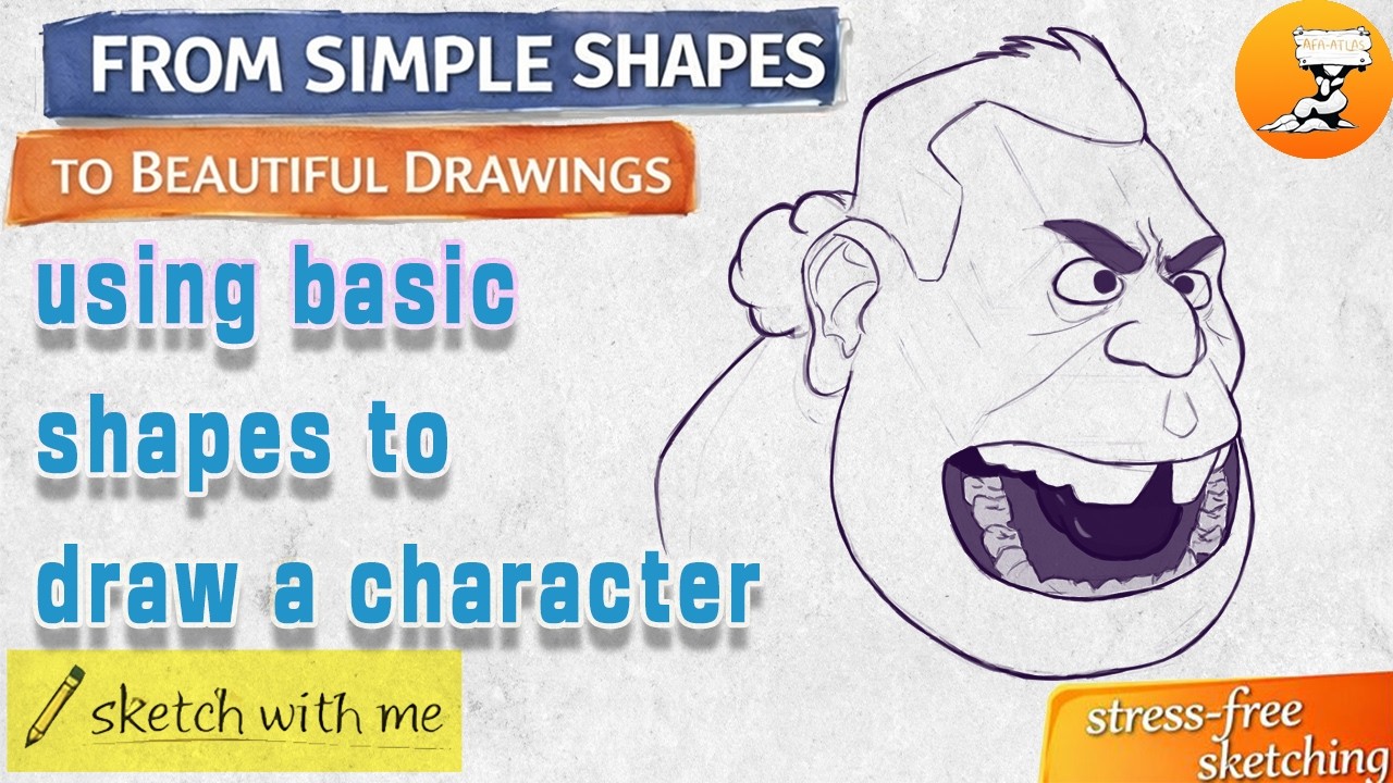 Drawing a Stylized Angry Guy with  Simple Shapes & lines 😠👨✏️