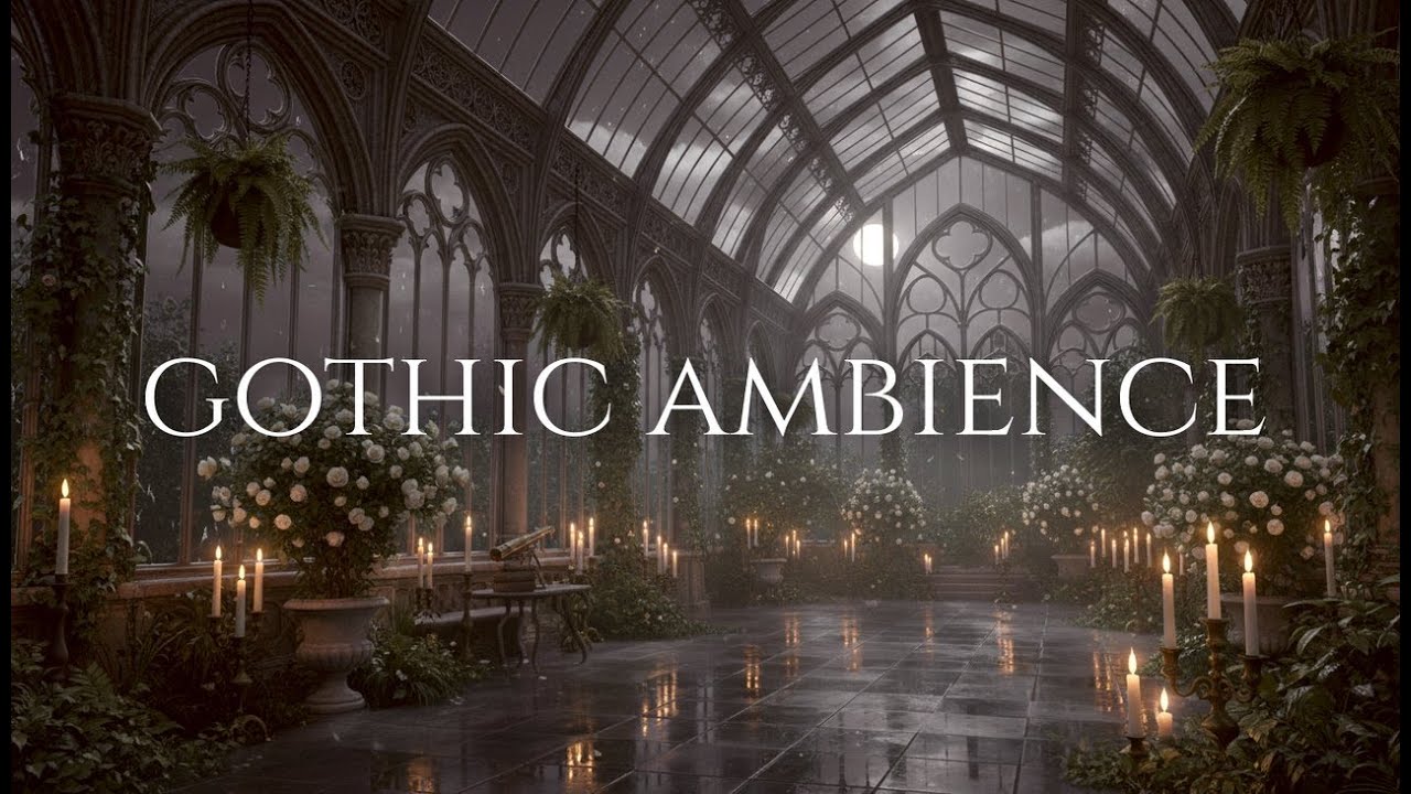 Cozy Gothic Night Conservatory Ambience Sleep (4K)