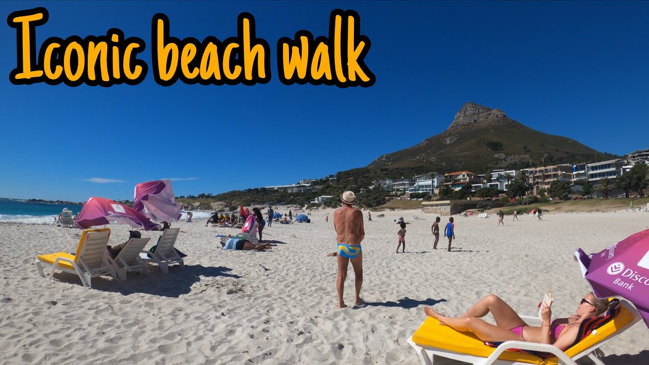 Just Walking Camps Bay’s Iconic Beach on a Very Windy, Crowded Day | POV 4K