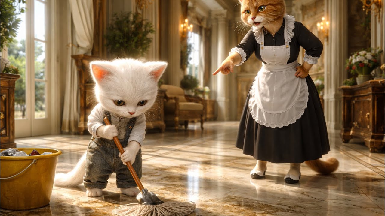 Poor White Cat Baby’s Painful Life | Cruel Cat Maid Punished | Emotional 3D Cat Story