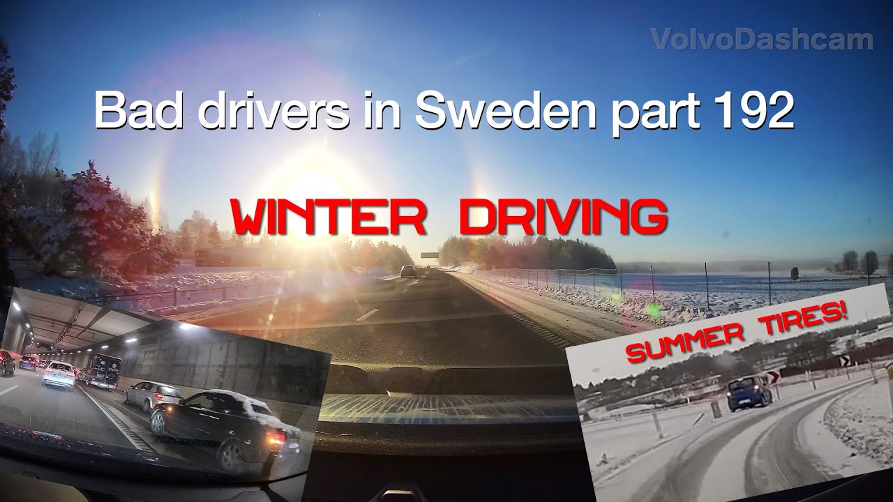 Bad Drivers in Sweden #192 Winter driving - summer tyres are no good.