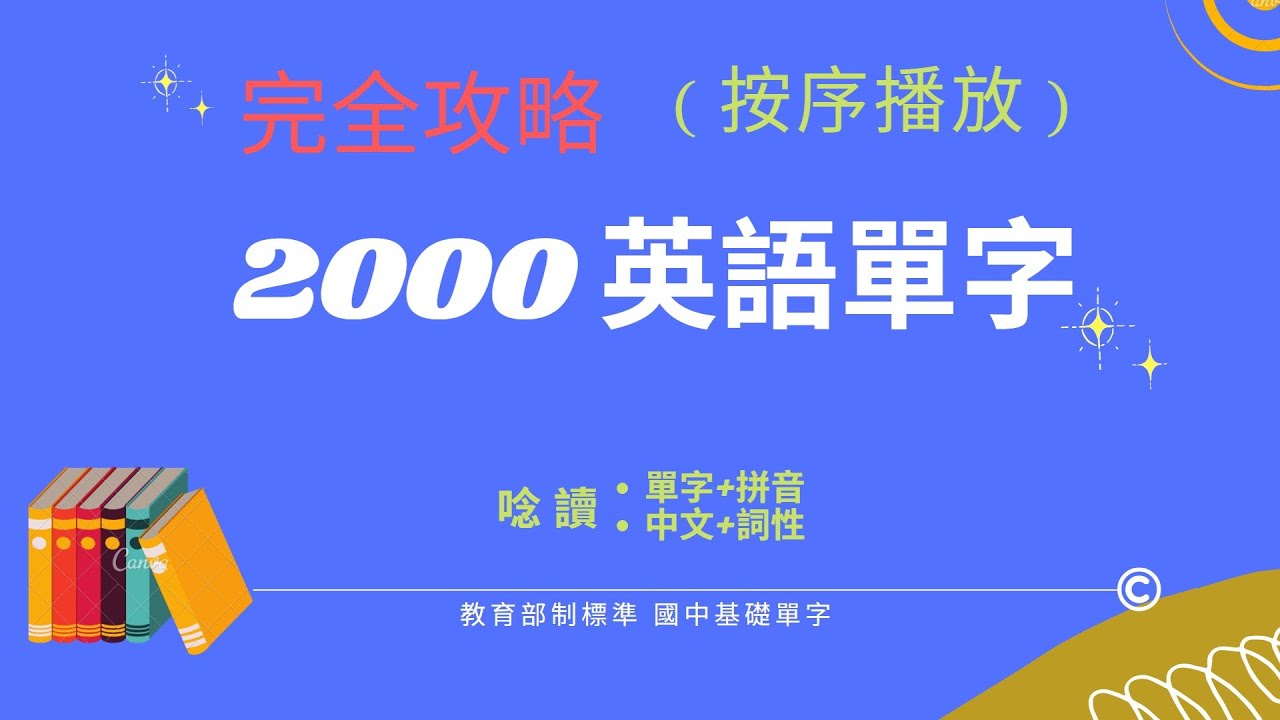 英語單字 基礎2000  ( 按字母順序播放)  完全攻略 | 唸讀中英文單字和詞性、逐字拼讀 | 初學者必學 | 會考必考 | 國中生背誦記憶利器 !