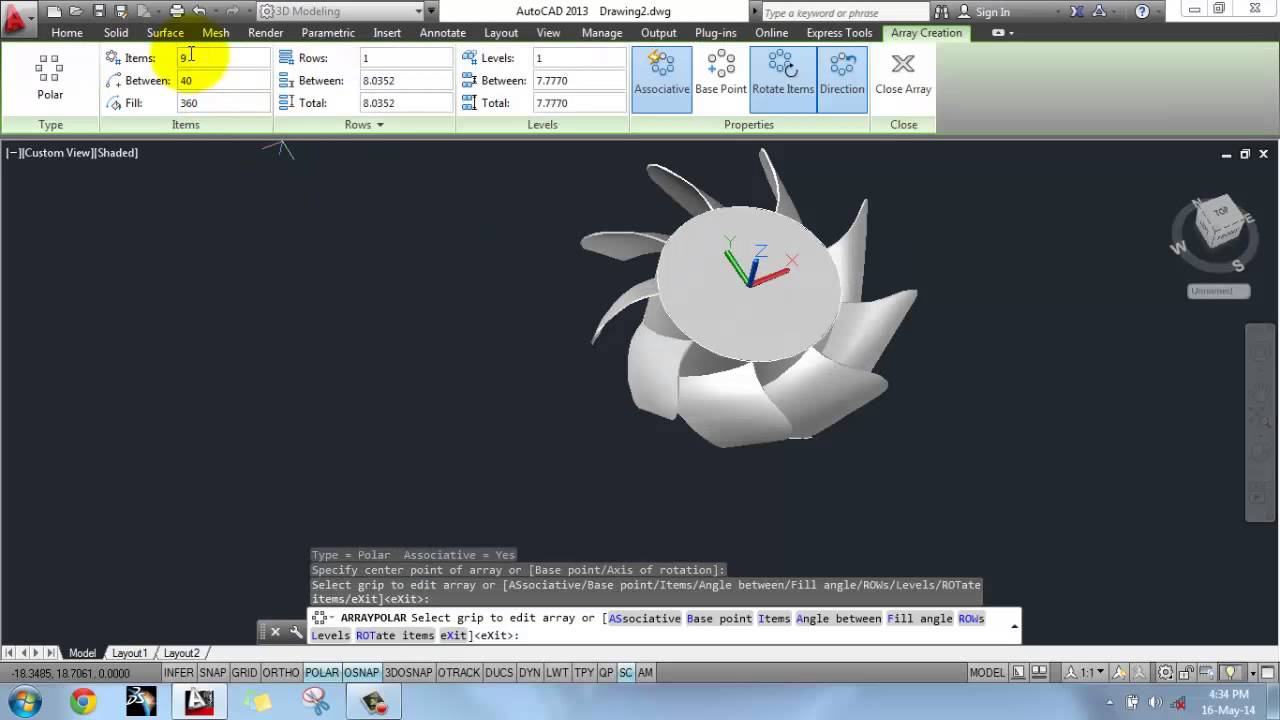 Complete 3D modelling of CPU fan with AutoCAD