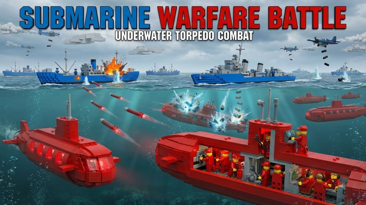 LEGO Submarine Warfare Battle! 🌊 Underwater Combat - Torpedo Attack! 💥