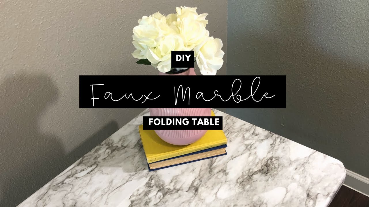 INEXPENSIVE- Faux Marble Folding Table #DIY #HomeDecor