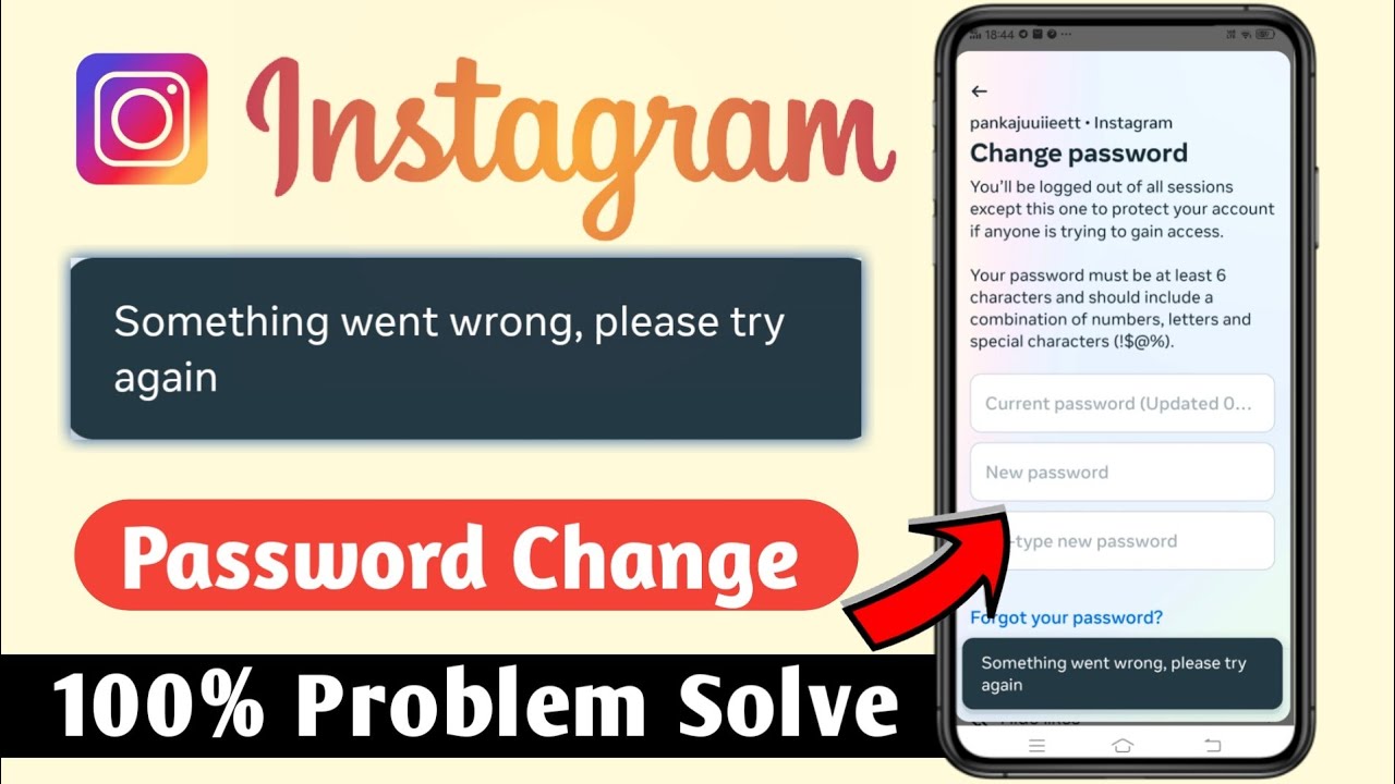 Something went wrong please try again password problem solve Instagram password change problem solve