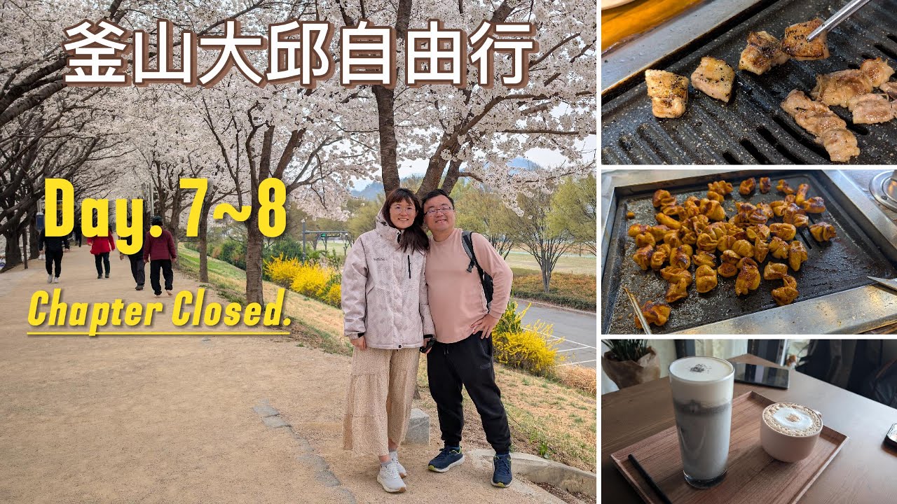 韓國釜山大邱 Vlog Day 7-8 (大邱)，賞櫻(峨洋橋)、Lotteria、通大通三烤肉吃到飽、大邱前山公園、烤腸一條街、賞櫻(前山咖啡街)、CAFE SANO