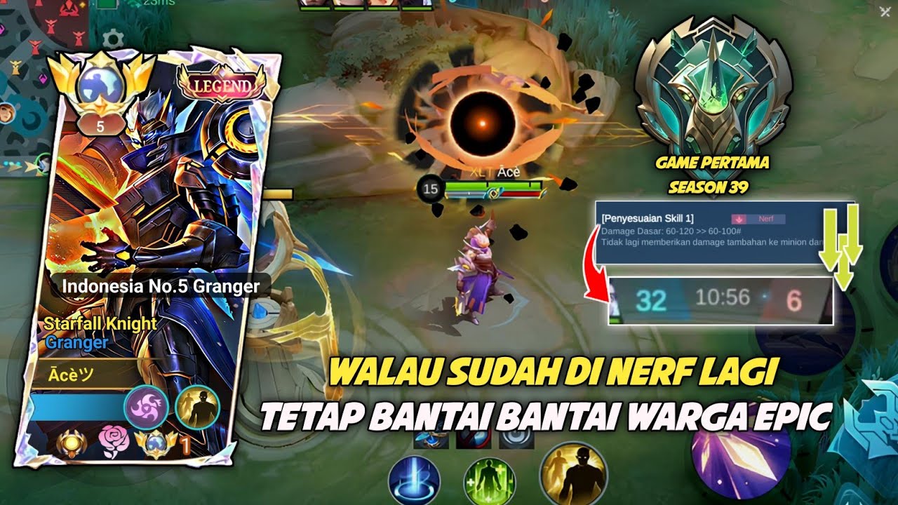 GRANGER NERF LAGI‼️ GAME PERTAMA DI AWAL SEASON | TOP GLOBAL GRANGER MLBB