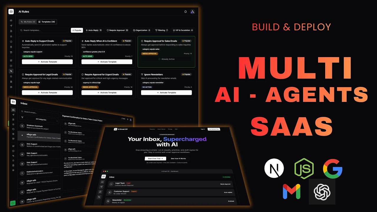 Create & Deploy AI Email OS Automation SaaS using Next.js, Google Auth, LLM & Gmail API