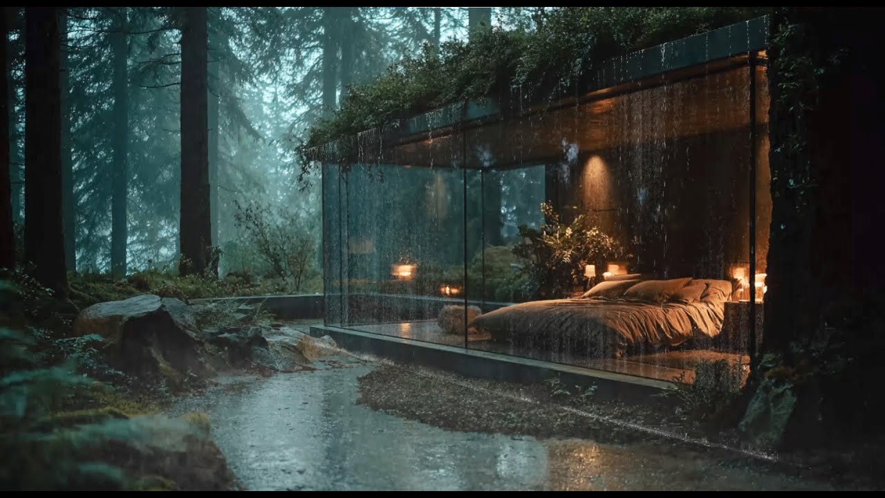 Caba&ntilde;a en el bosque con lluvia suave | Dormir profundamente y sanar la mente cansada