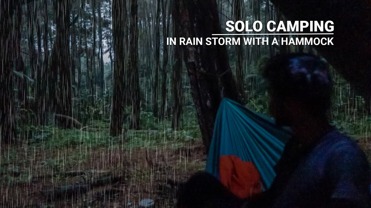 Solo Camping #19 | Hujan Badai di Hutan saat Malam Hari, Camping dengan hammock, ASMR