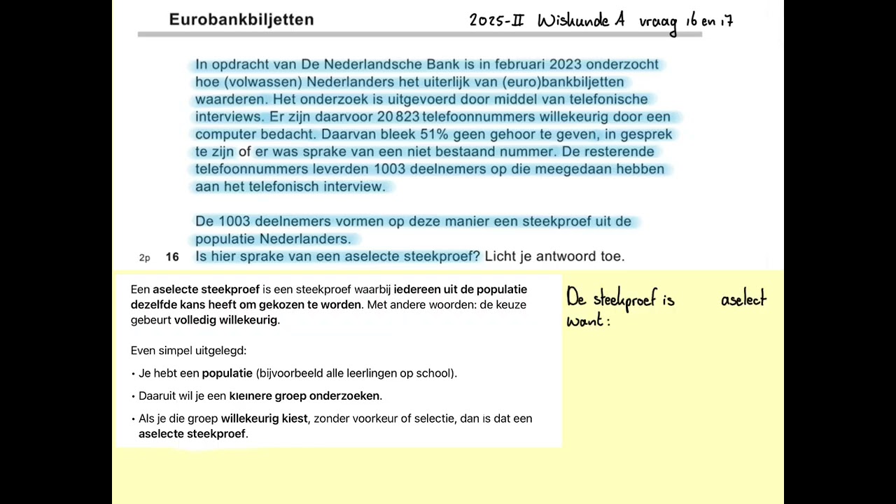 2025-II Eurobankbiljetten (vraag 16 en 17) havo wiskunde A