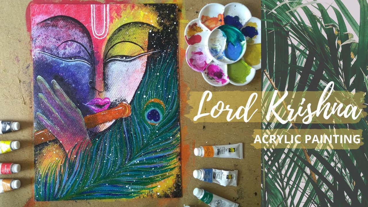 Krishna Painting + story time | Acrylic painting | Easy steps