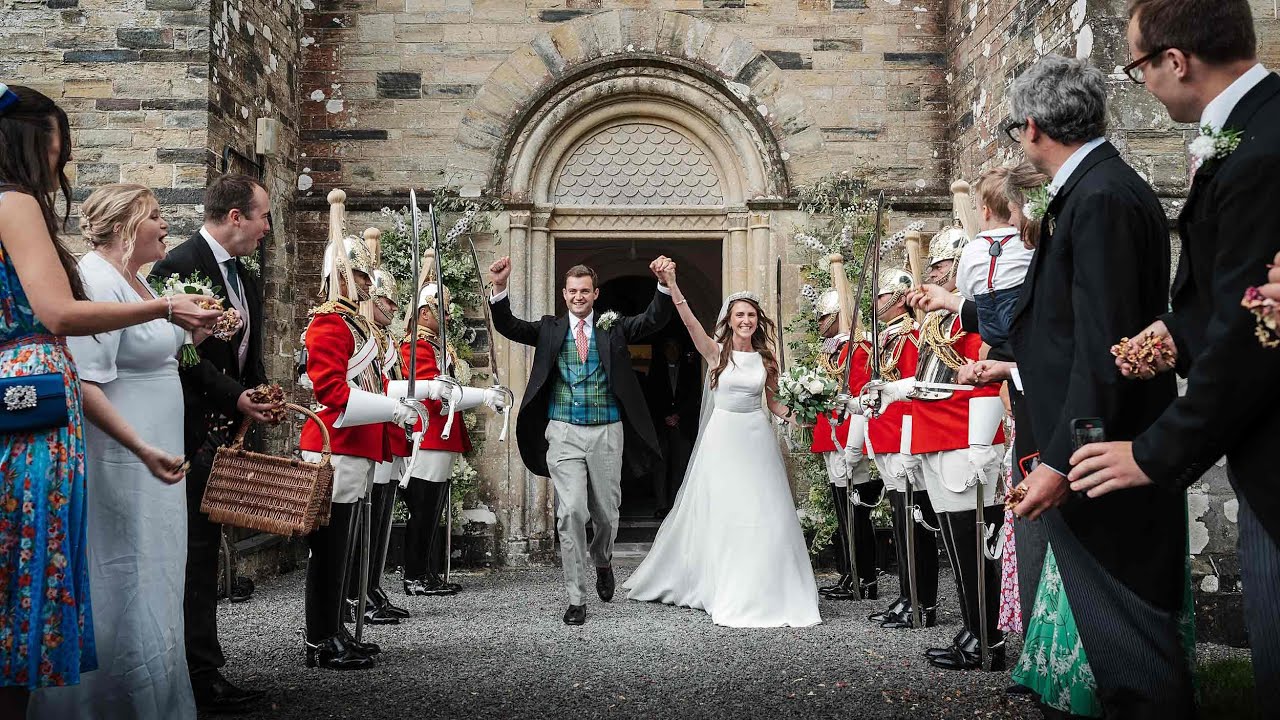 Evie & Tom’ Household Cavalry Devon Wedding - Guard of Honour, Fortescue Tiara and awaiting Carriage