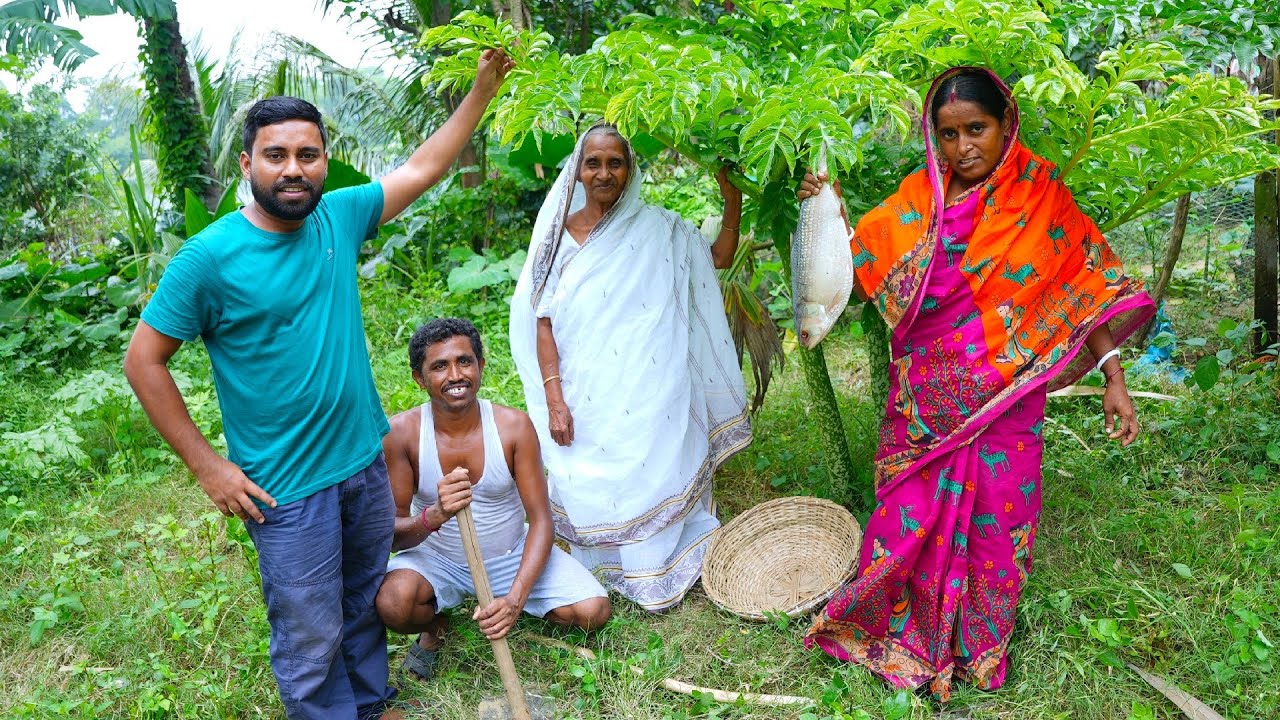 ঠাকুমা এই প্রথম গুরুদার বৌয়ের হাতে রান্না খেলেন 2kg ইলিশ দিয়ে বাগানের টাটকা ওল কচুর সেরা রান্না
