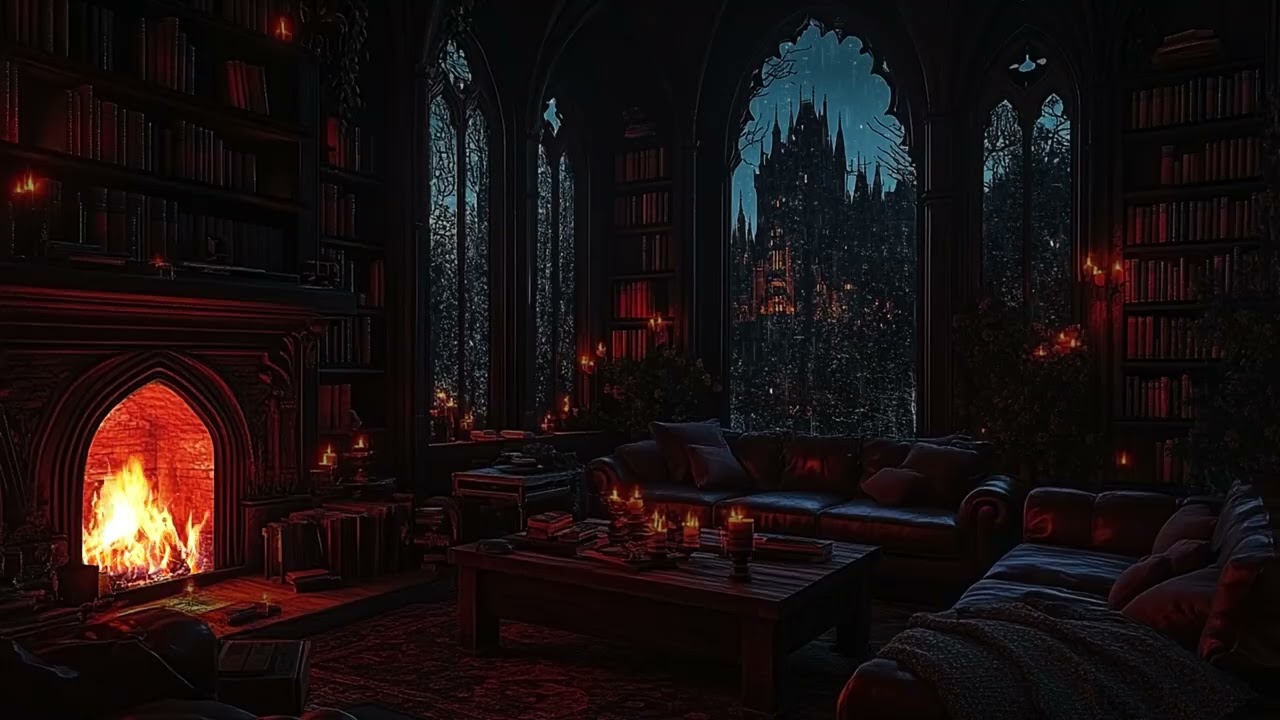 Old European Castle Night Rain and Fireplace Sounds for Deep Rest and Inner Calm