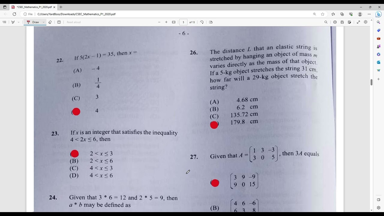 CSEC Mathematics 2020 Paper 1 Solutions