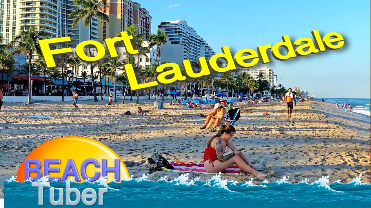 4K VIDEO BEACH WALK Fort Lauderdale FLORIDA travel vlog SLOW TV