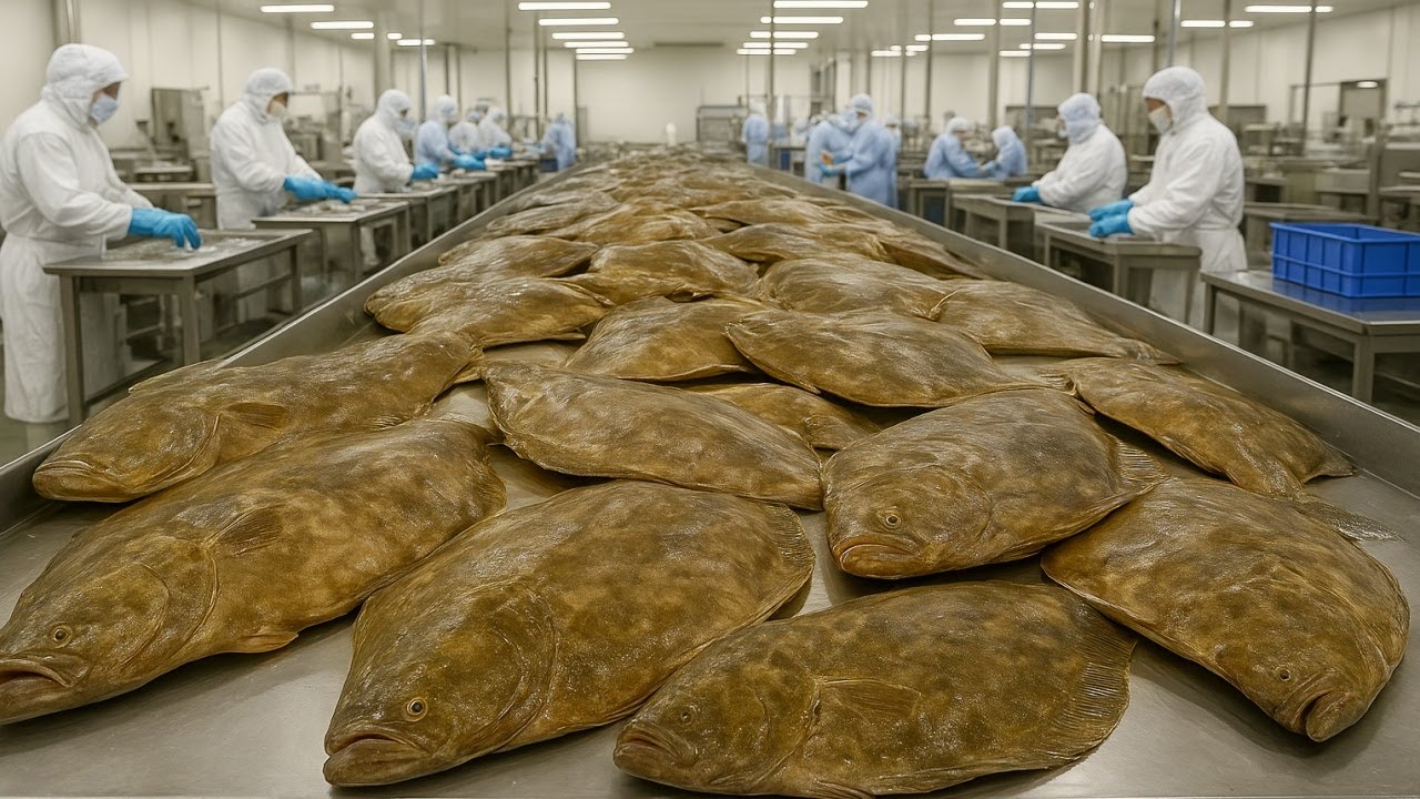 Inside Fish Processing Plant &ndash; Mackerel Can Factory & Flounder Cutting Line