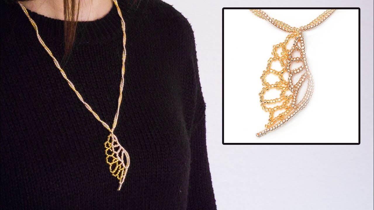 How to make beaded angel wing and spiral necklace with only seed beads