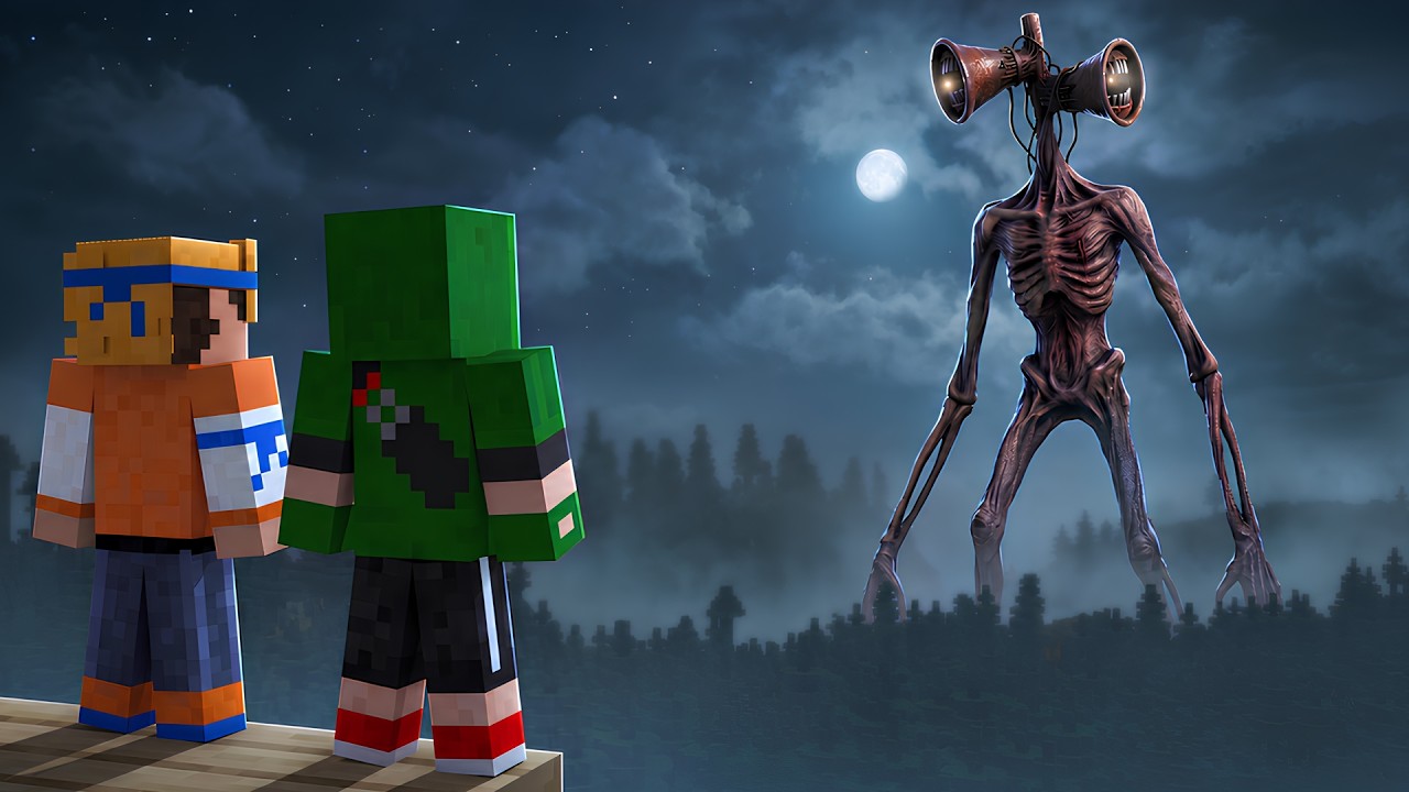 FRIENDS SURVIVE SIREN HEAD IN A SCARY FOREST IN MINECRAFT!!