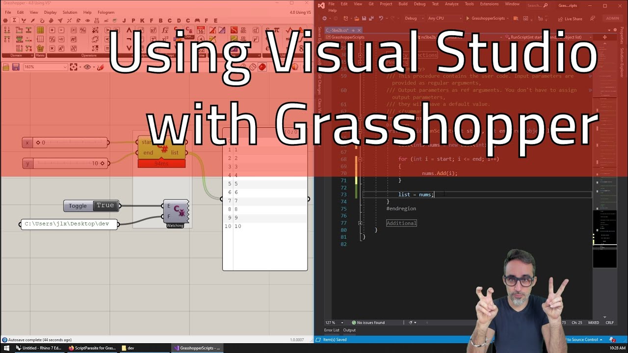 4.8 Как использовать Visual Studio в качестве редактора для Grasshopper — Расширенная разработка ...